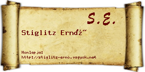 Stiglitz Ernő névjegykártya